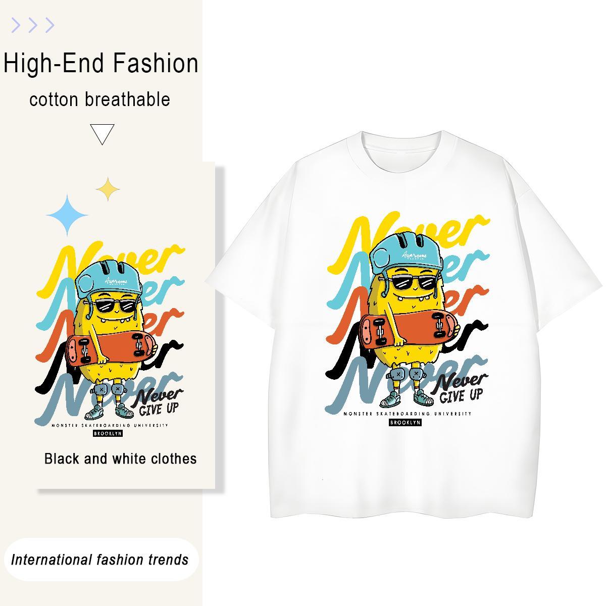 Brand Tshirts Street wear Hip Hop 100% Cotton 230g Skull O Neck Short Sleeves ET Men T Shirts Casual New Clothings