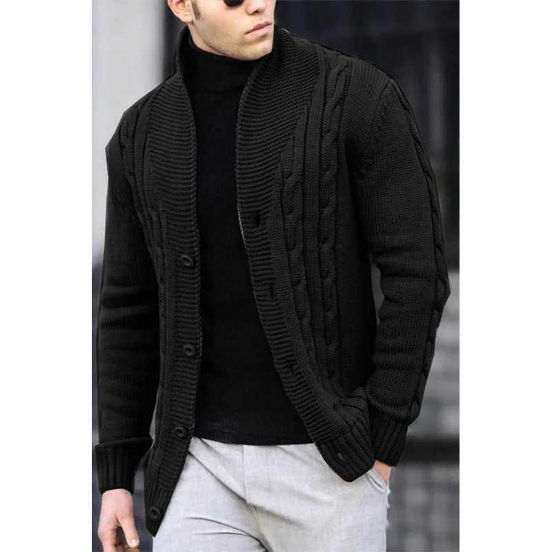 Autumn and Winter New Mens Casual Warm Coat Sweater Cardigan Sweater Mens Long-sleeved Zipper SweaterXJ240814