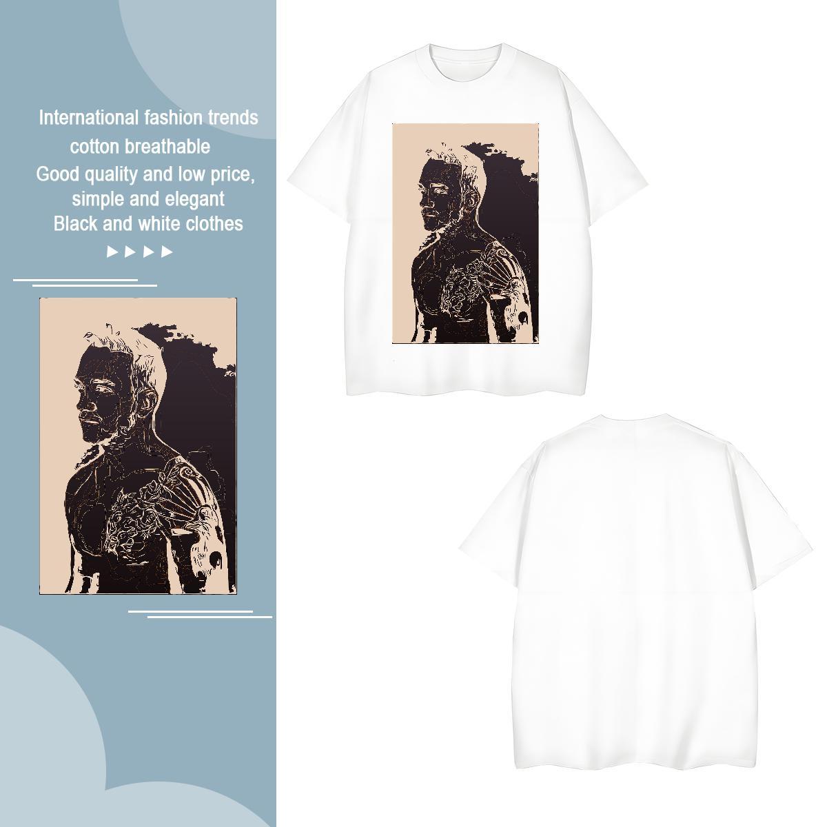 T-Shirts 100% Cotton 230g portrait Anime Printing Street Breathable Short Sleeve Skull Men Tees Designer Fashion Brand Tees Shirts