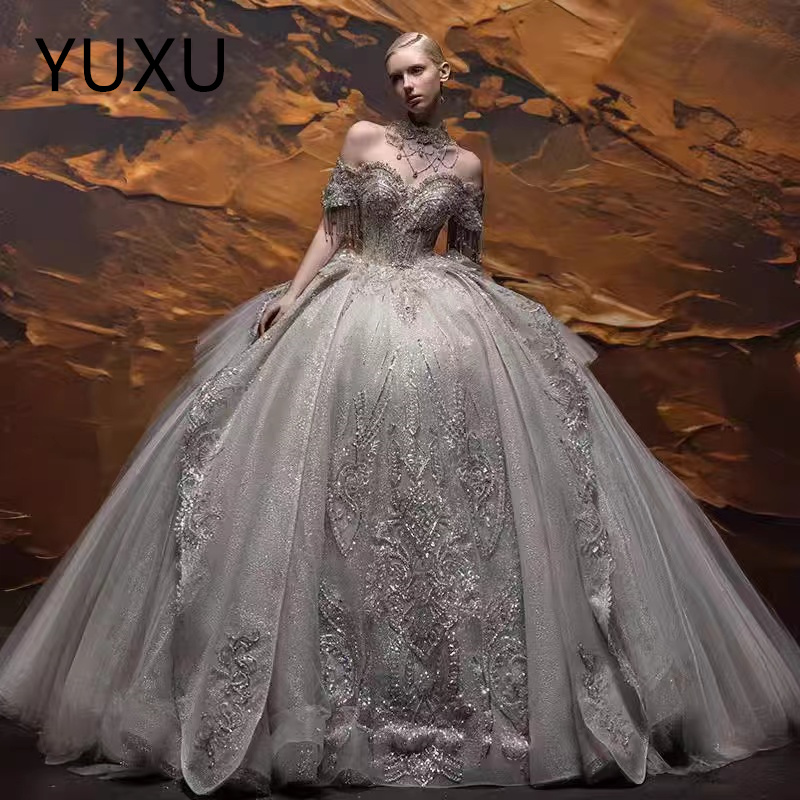 White Wedding Dresses Ivory Bridal Gowns Formal A Line Applique Sequins Custom Zipper Lace Up Plus Size New Lace Illusion Sweep Train Applique Beaded 