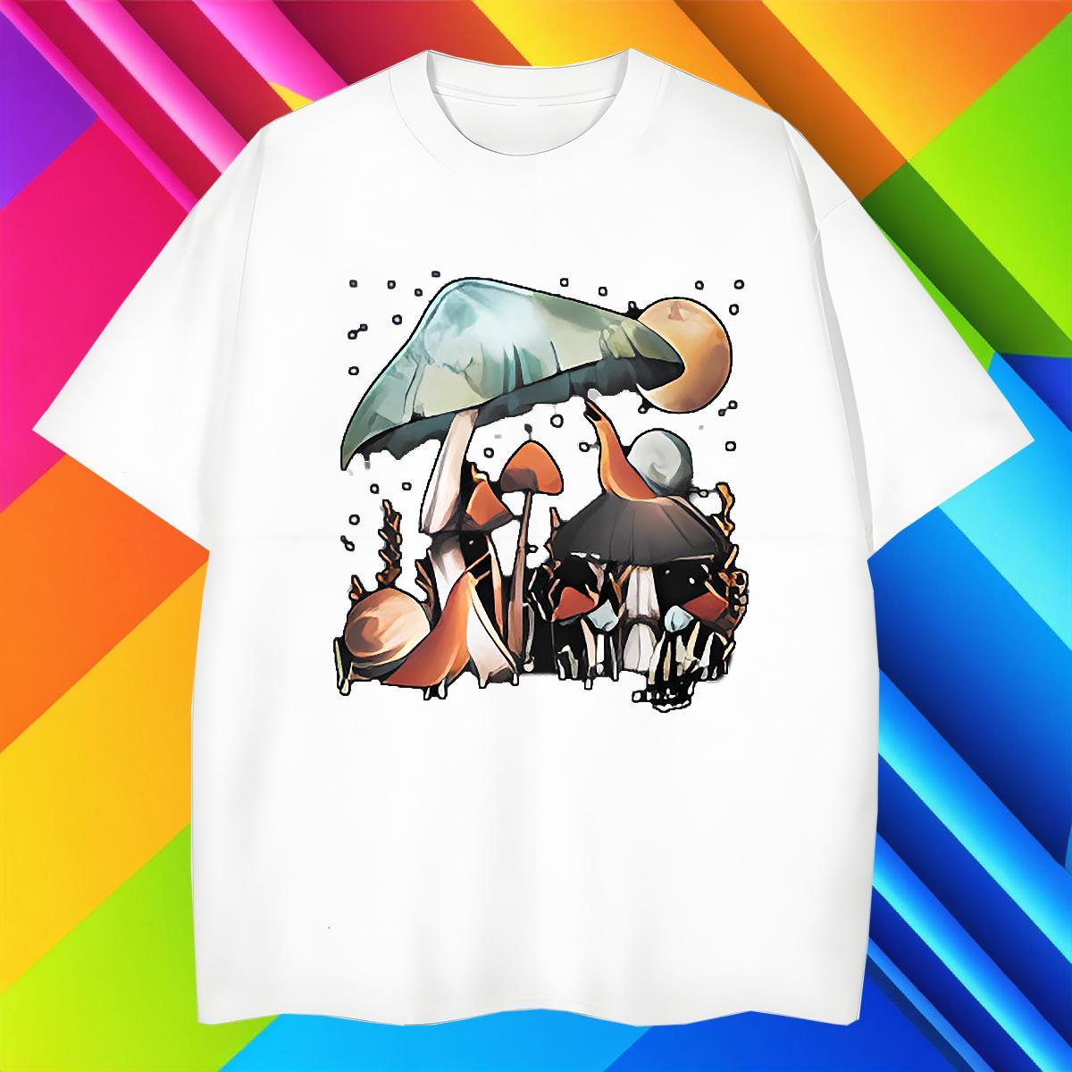 T-Shirts for Men 100% Cotton 230g mushroom Home Outdoor Breathable Crew Neck DIY Printed Tshirts New Arrival Designer Polos