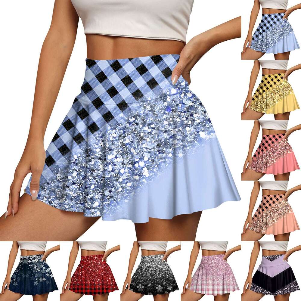 Summer 2024 Women Sports Tennis Dance Fiess Short Quick Drying Solid Female Lining High Waist Mini Golf A Line Skirts