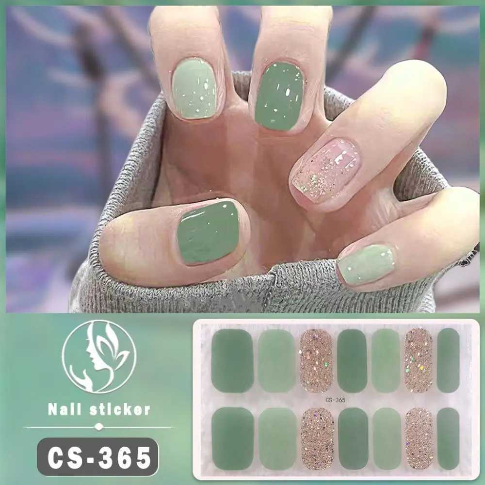 1 Sheet Foil Gel Nail Stickers Self-Adhesive Glittering Gel Full Nail Wraps Semi Cured Simple French Manicure Decal Nail MakingXJ240814
