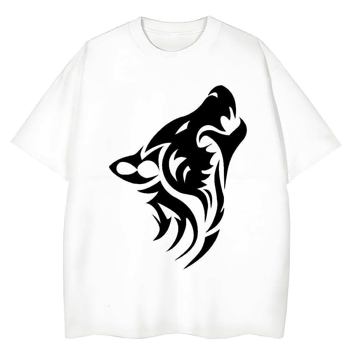 Wholesale T-Shirts for Men wolf Breathable Short Sleeve Sport DIY Printed 230g Cotton Mens Tshirts Fashion Clothes