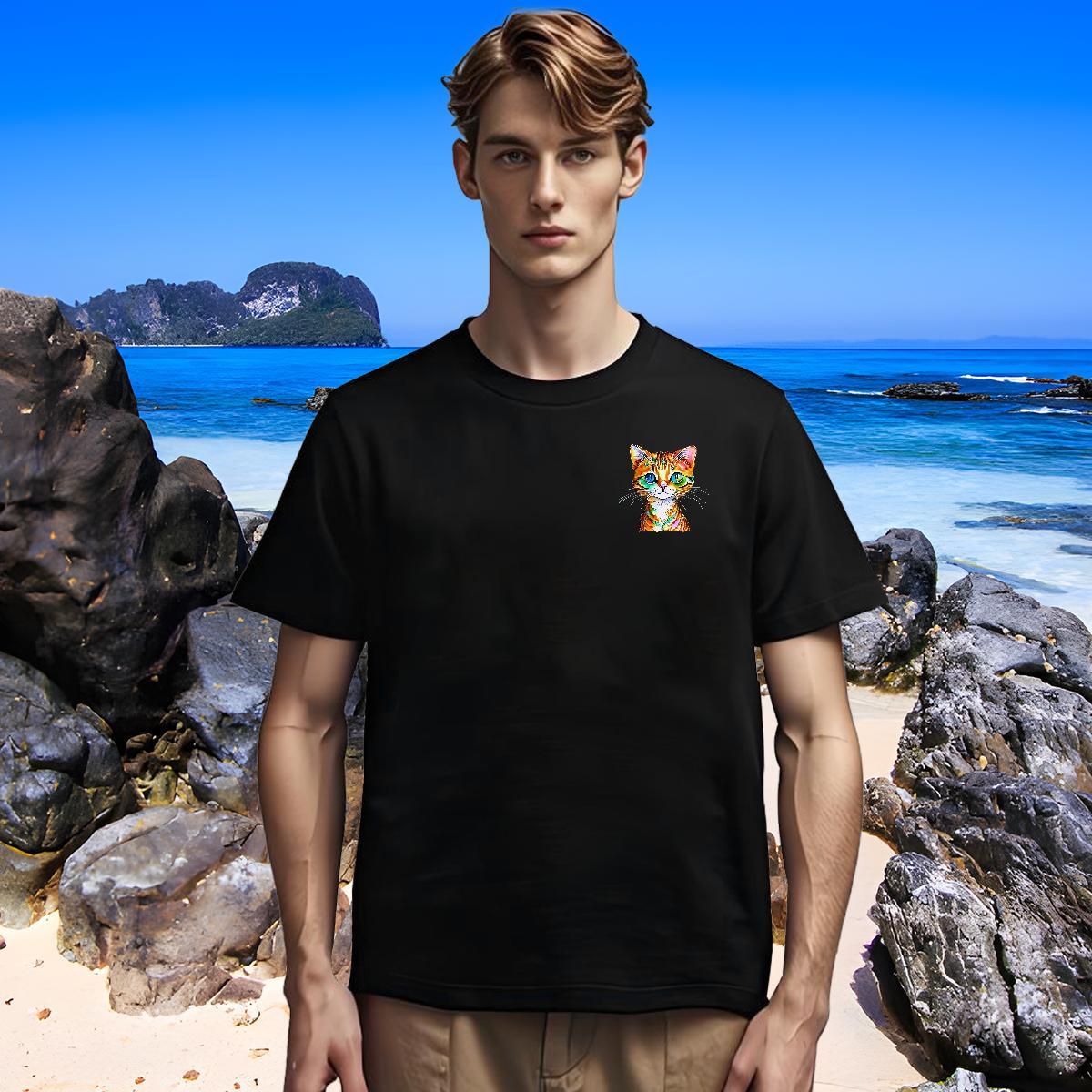 Loose Men T Shirts cat Pure Cotton Anime Printing Street Oversized 3XL 4XL 230g Pure Cotton Couples T Shirts Designer Tees Shirts