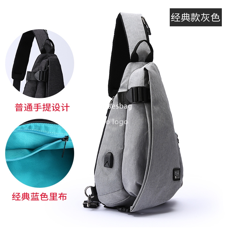 Korean fashion chest bag men's shoulder bag Large capacity crossbody bag waterproof Oxford cloth men's casual back spot contract