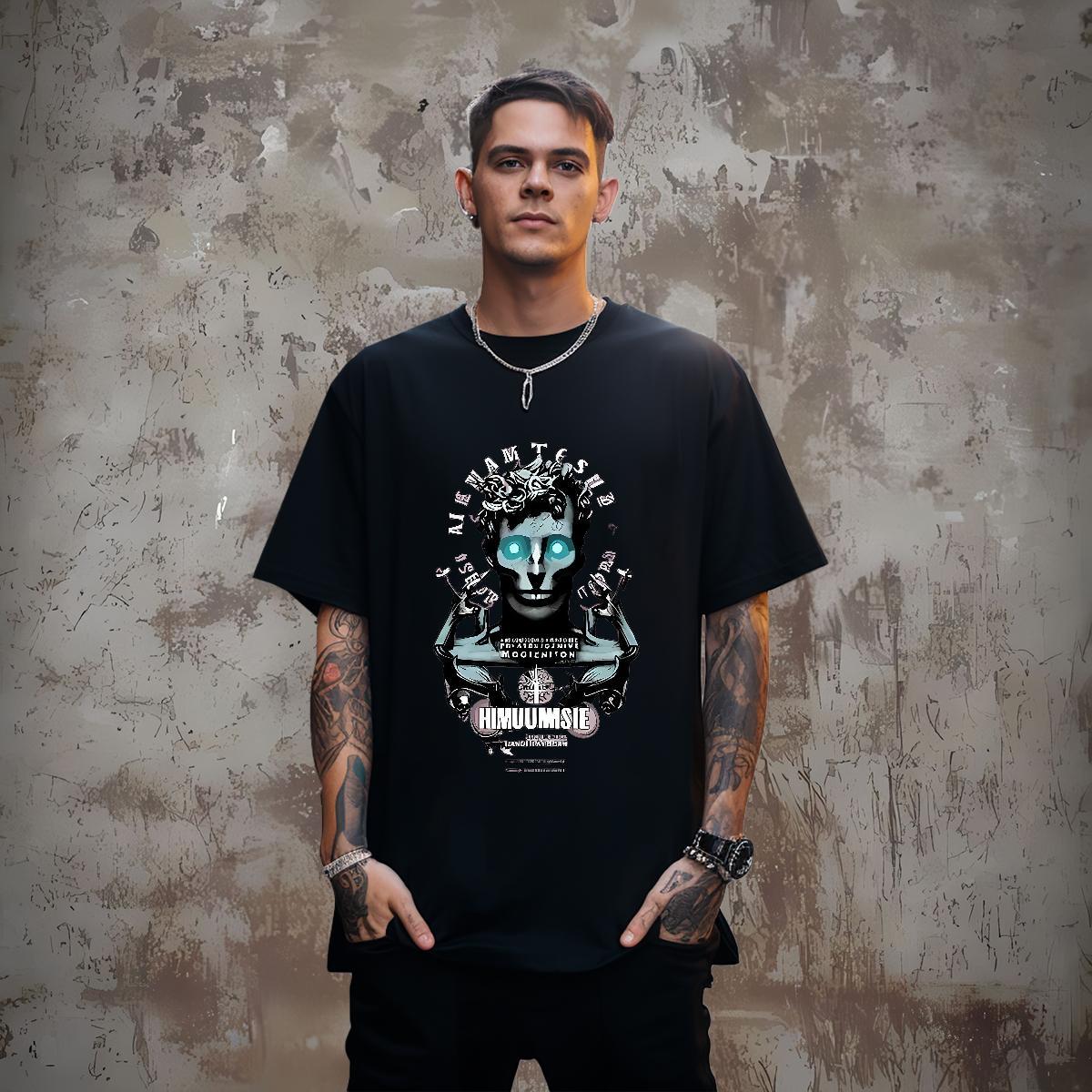 Men T Shirts 100% Cotton 230g portrait Casual Beach Crew Neck Breathable Black White Men Tshirts 2024 Designer Cool Clothings