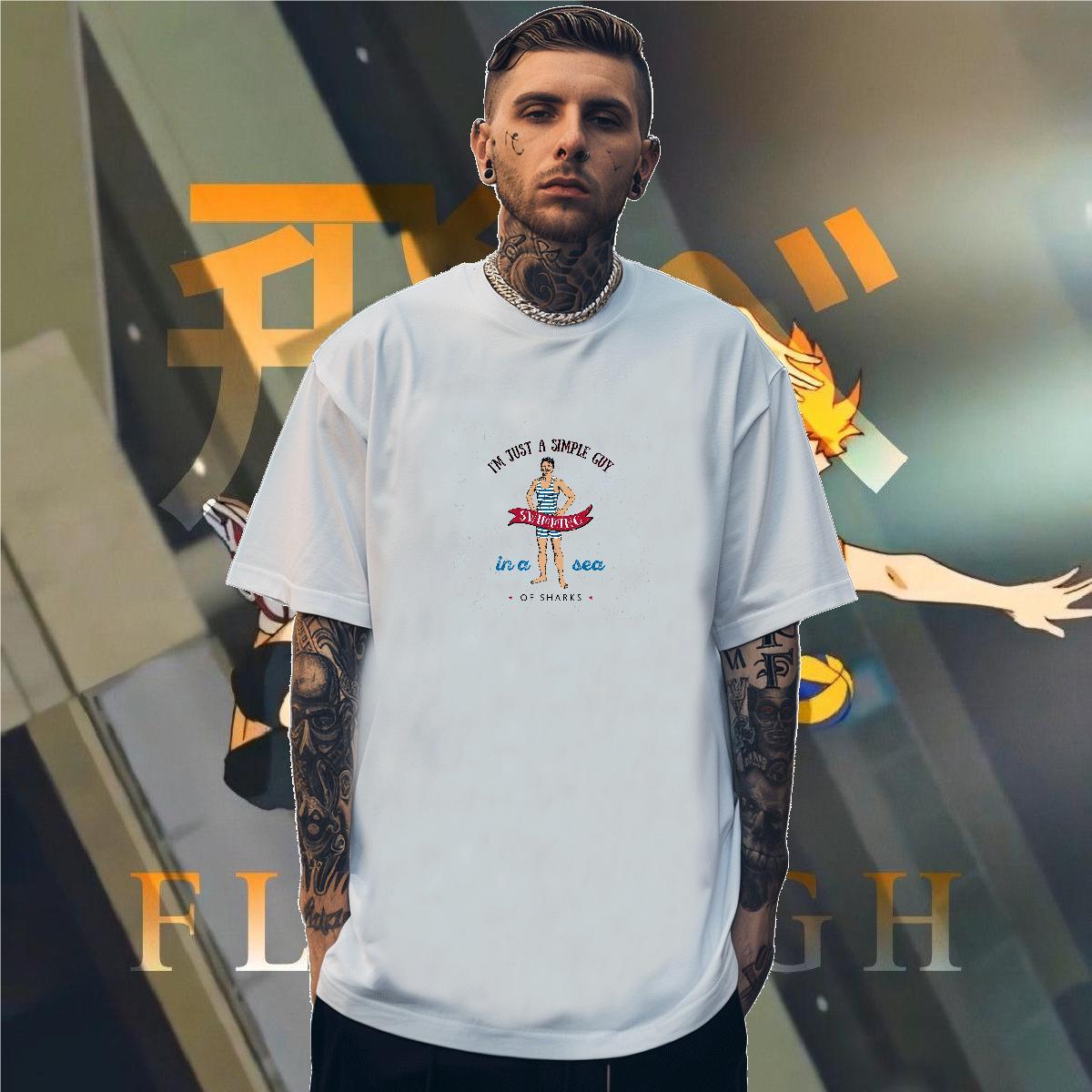 Man T Shirts 230g Cotton person Street wear Hip Hop O Neck Short Sleeves Custom Cartoon Mens Tshirts Designer Fashion Soft Tops