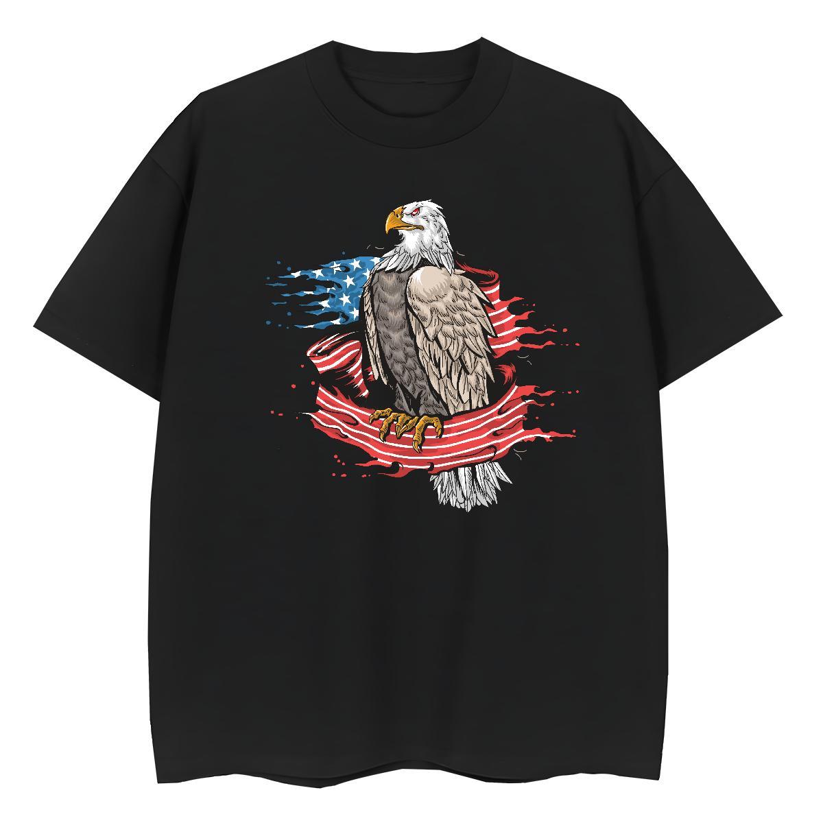 Free Shipping T-Shirts eagle Breathable Short Sleeve Casual Beach Custom Print Oversized 230g 100% Cotton Men Tshirts Fashion Casual Clothings