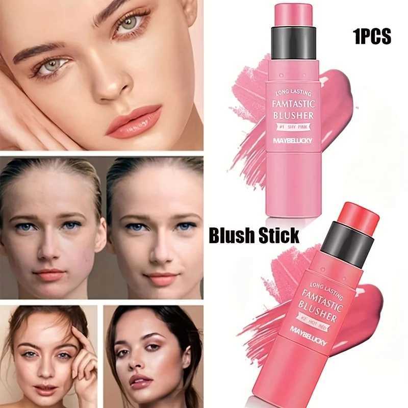 Blush Stick With Brush Makeup Cream Blusher Contour Face Cosmetics Gel Smooth Gentle Blendable Waterproof Facial Makeup Y240815