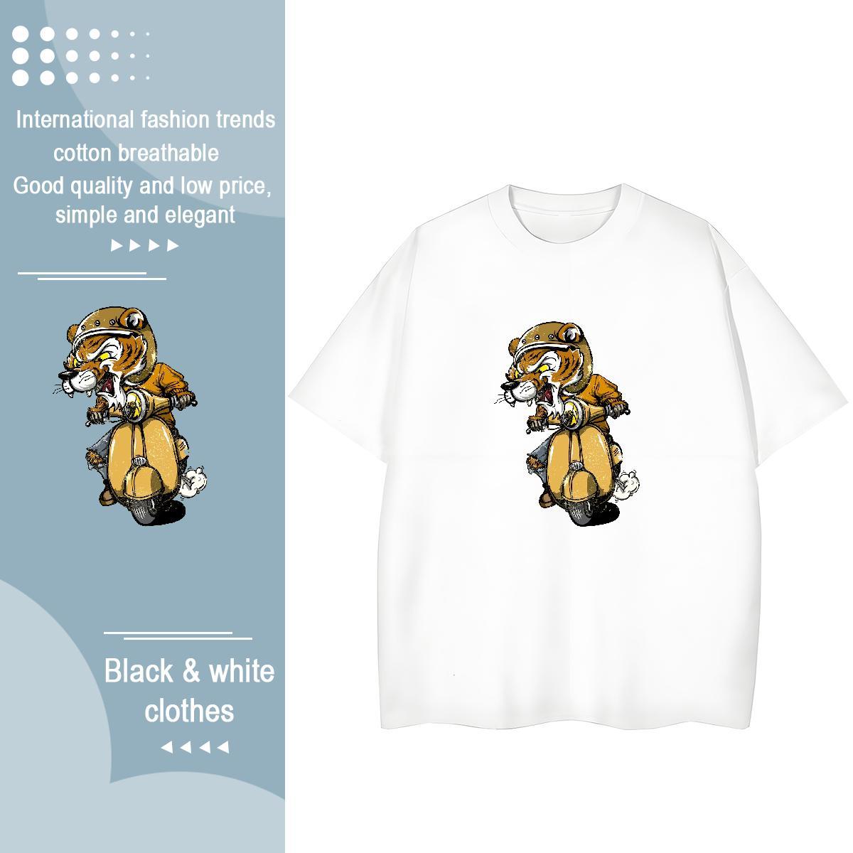 DIY Womens T Shirts Comfortable 230g Cotton Woman Tshirt Custom Cartoon tiger Casual Daily Wear Female Tops Tees