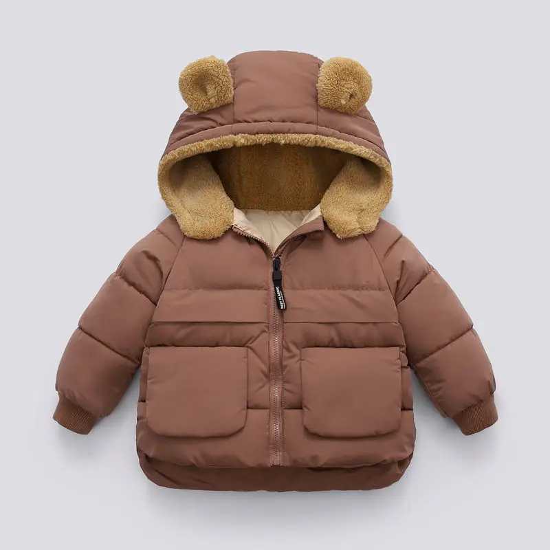2024 Autumn Winter Preschool Clothing Baby Boys and Girls Hooded Cashmere Down Jacket Casual Warm Coat Childrens Clothing W240814