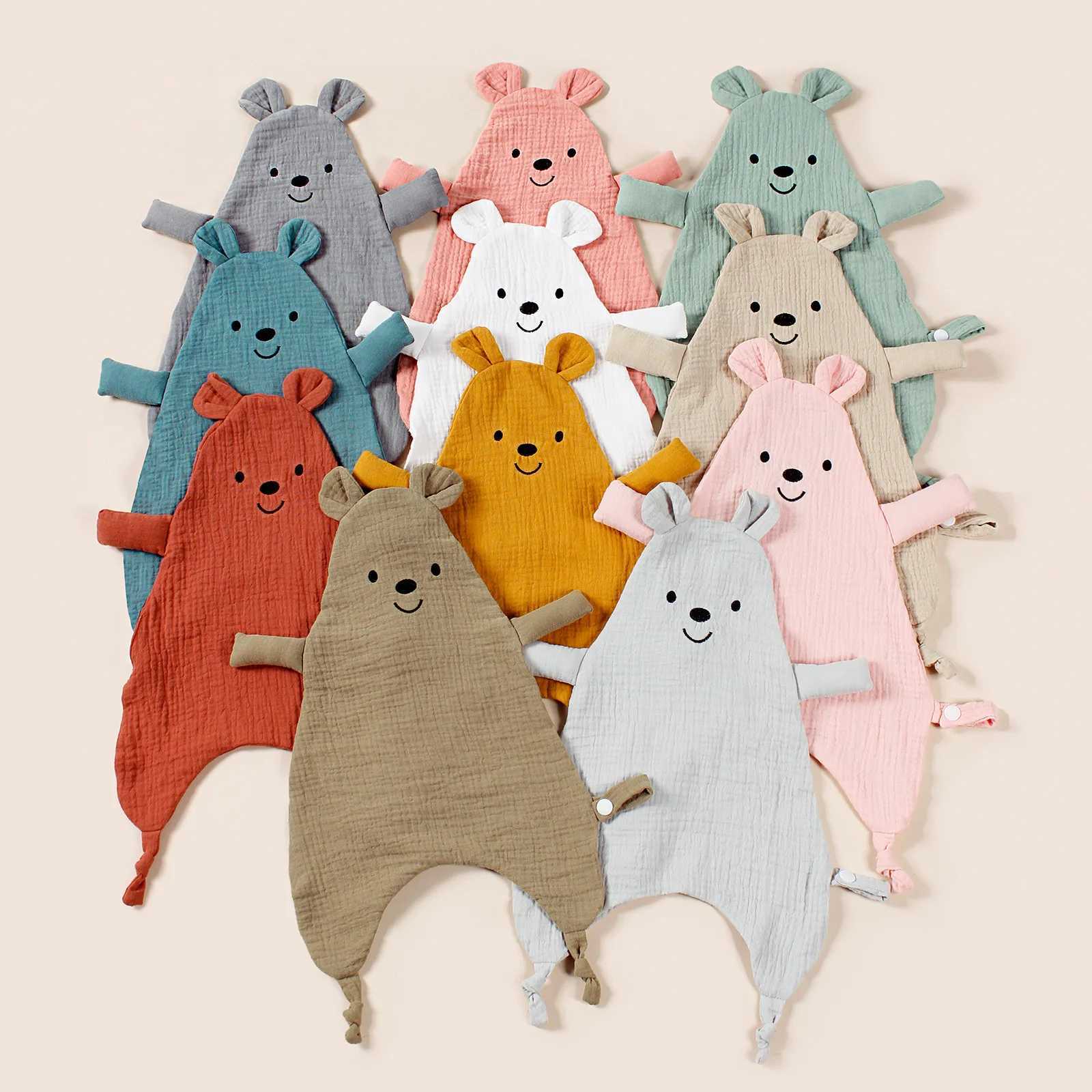 Cute Bear Baby Cotton Comforter Blanket Newborn Sleeping Dolls Rabbit Ears Sleep Toy Soothe Appease Towel Bibs Saliva Towel New Y240815