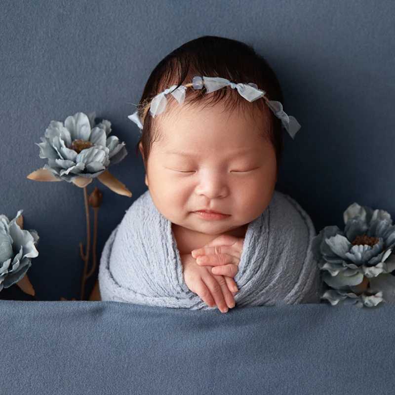 Newborn Cheesecloth Wrap Baby Photography Props Posing Fabric Cotton Stretch Blanket Hand Dyed Newborn Layer Wrap Y240815