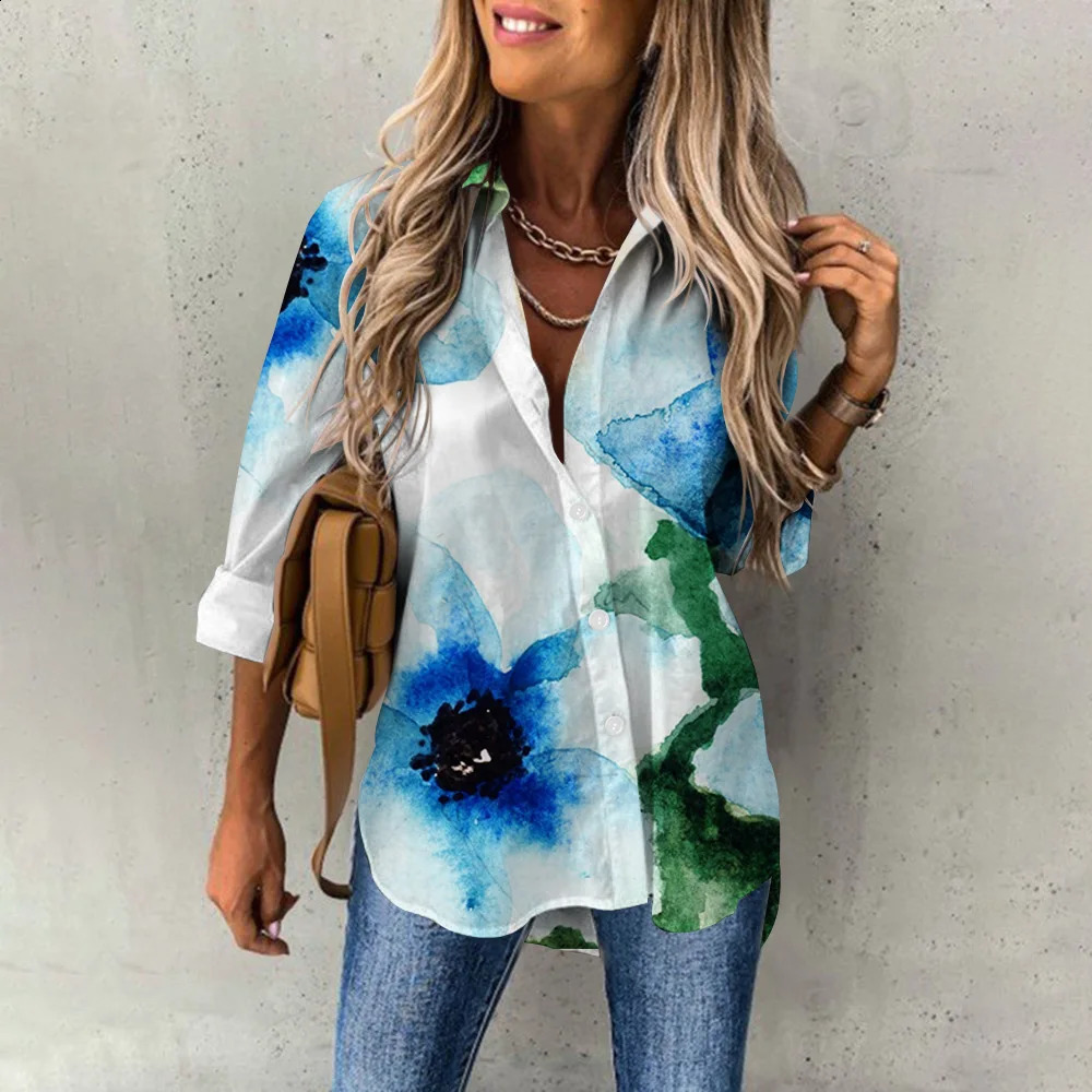 Womens Spring Fashion Casual Street Button Shirt Elegant and Comfortable Long Sleeve Loose Blouse Top Office Lady Clothing 240815