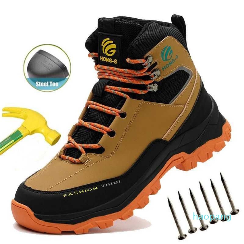 Boots Waterproof mens boots safety shoes perforated work boots safety steel toe caps construction protective