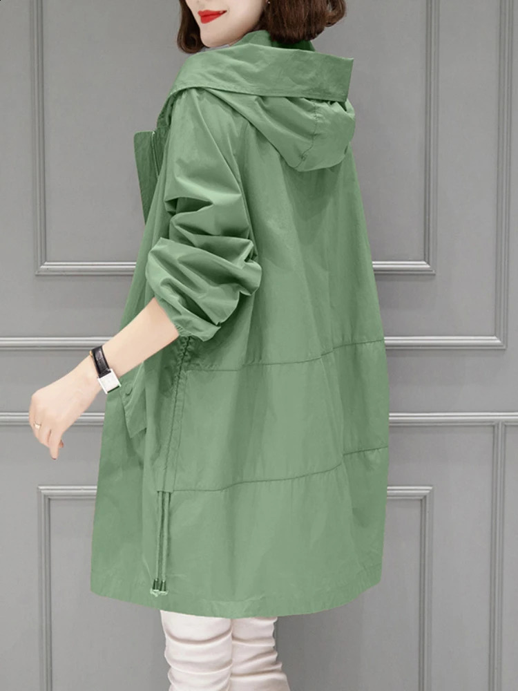 Spring and summer windproof jacket fashionable super large cap temperature casual top womens grooved 240814