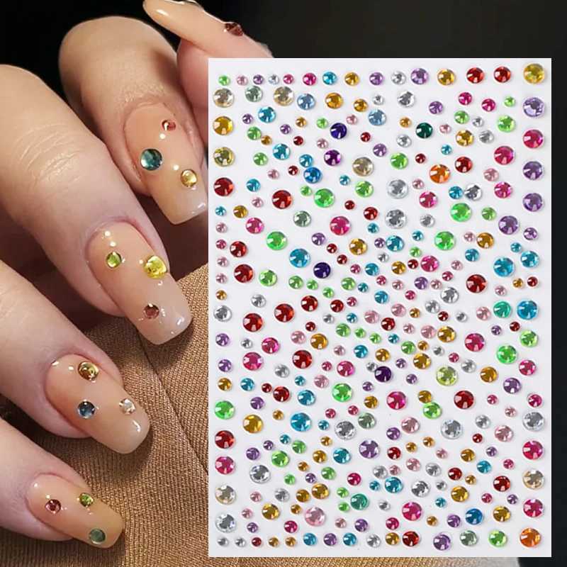3D Colorful Bubble Pearl Round Glas Crystal Nail Stickers Dopamine Style Manicure DIY DecalsXJ240814