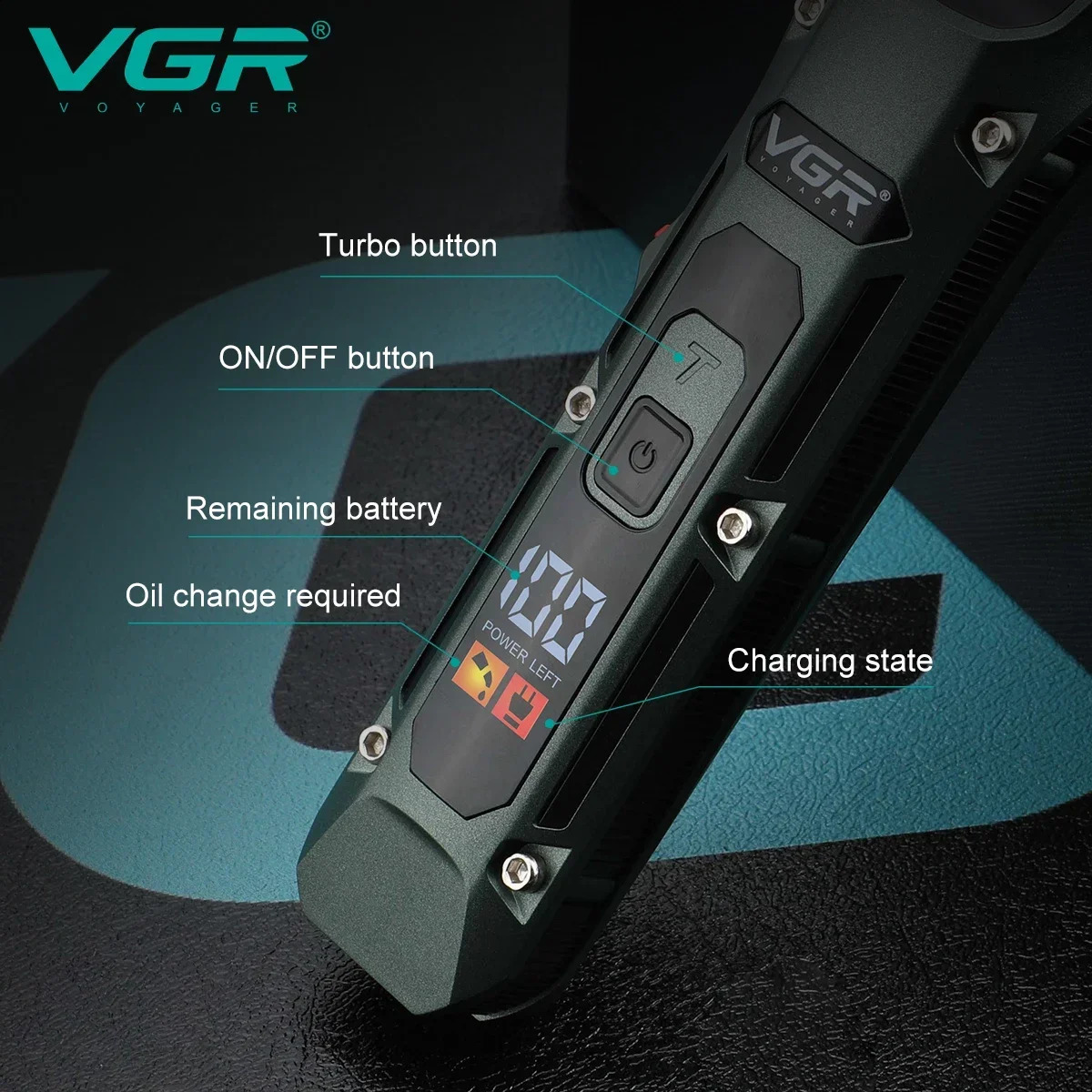Original VGR V-696 Trimmer Cordless Hair Clipper Professional Hair Clipper Electric Hair Clipper Mens Digital Display Hair Clip 240808