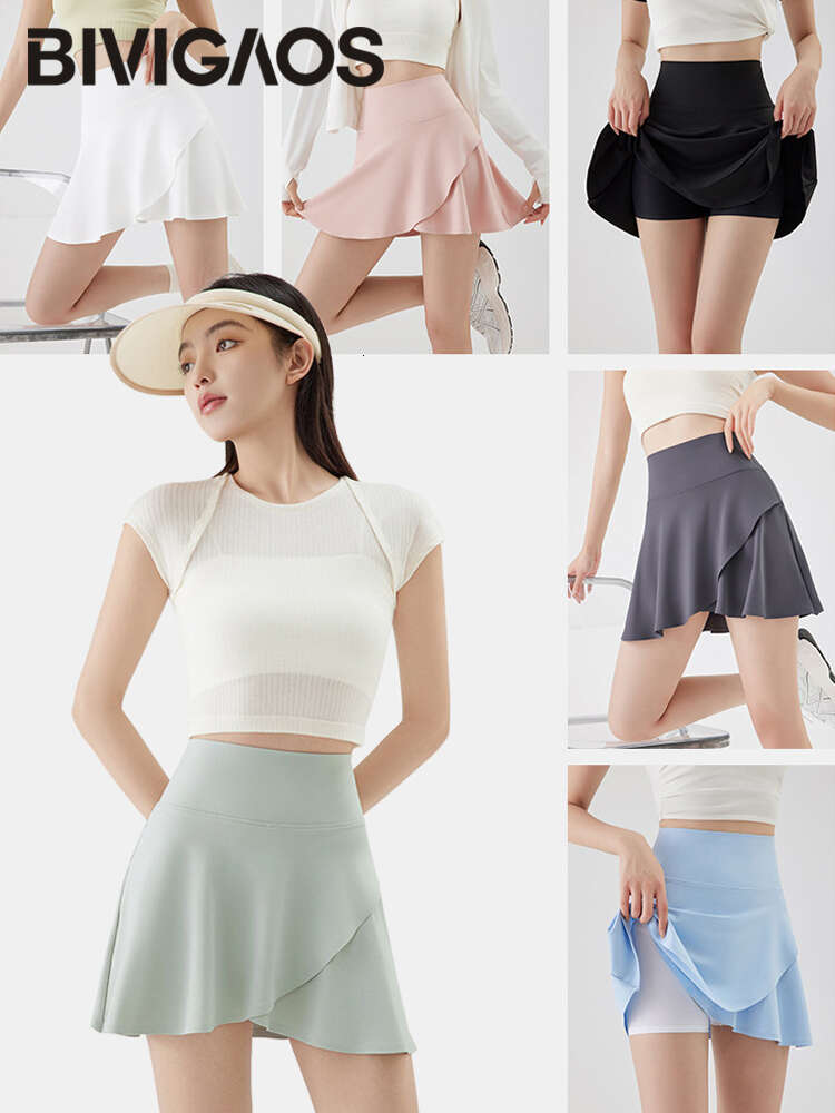 Golf BIVIGAOS Mini Women Summer Fake Two-Piece Safety Short Skirts High Waist Fiess Sports Tennis Pleated Skirt