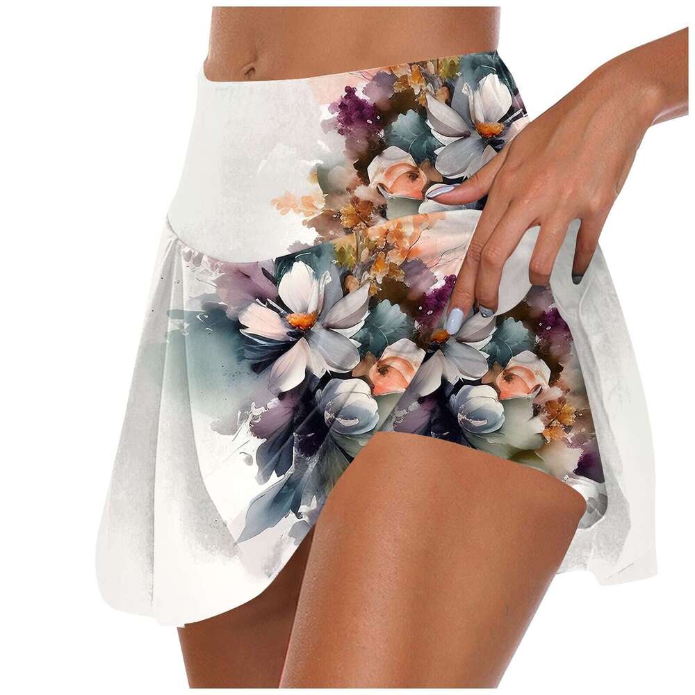 Athletic Women'S Stretchy Pleated Tennis Skirts Run Yoga Inner Shorts Elastic Sports Golf Skorts Vestidos Para Ropa Mujer