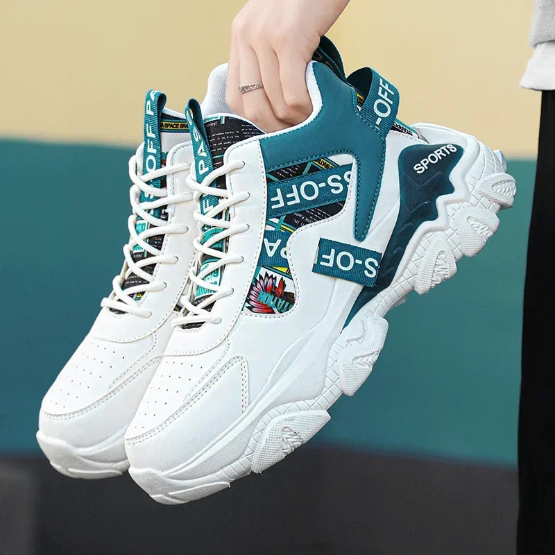 2024 Men's comfortable Breathable Running Mesh tennis sneakers Walking platform gear step shoes Dynamic color contrast