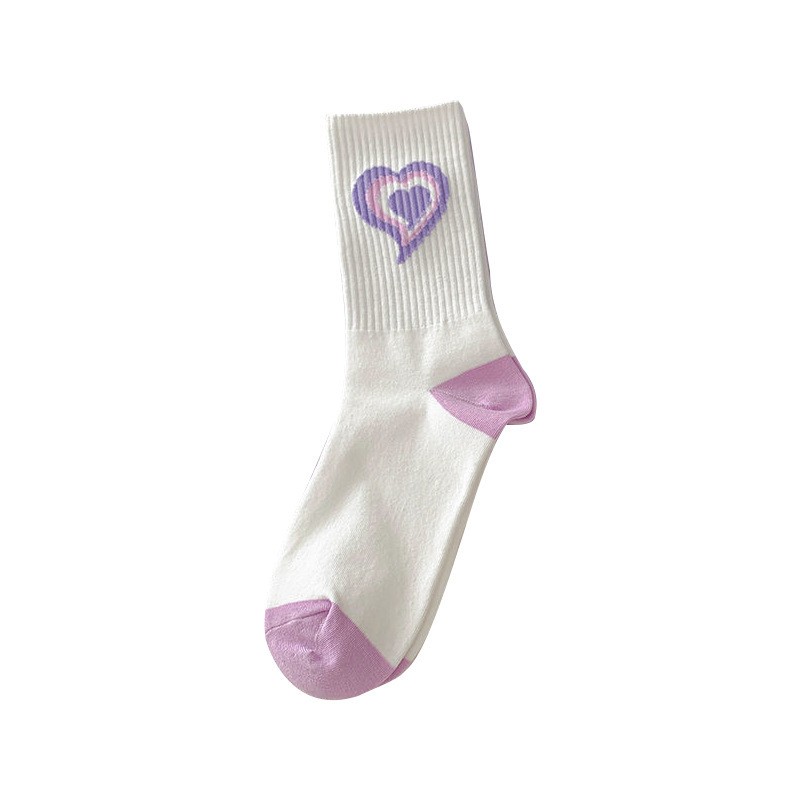 Trendy Purple Love Socks for Women Versatile Mid Length Sporty Leg Wear Ideal for Spring and Summer
