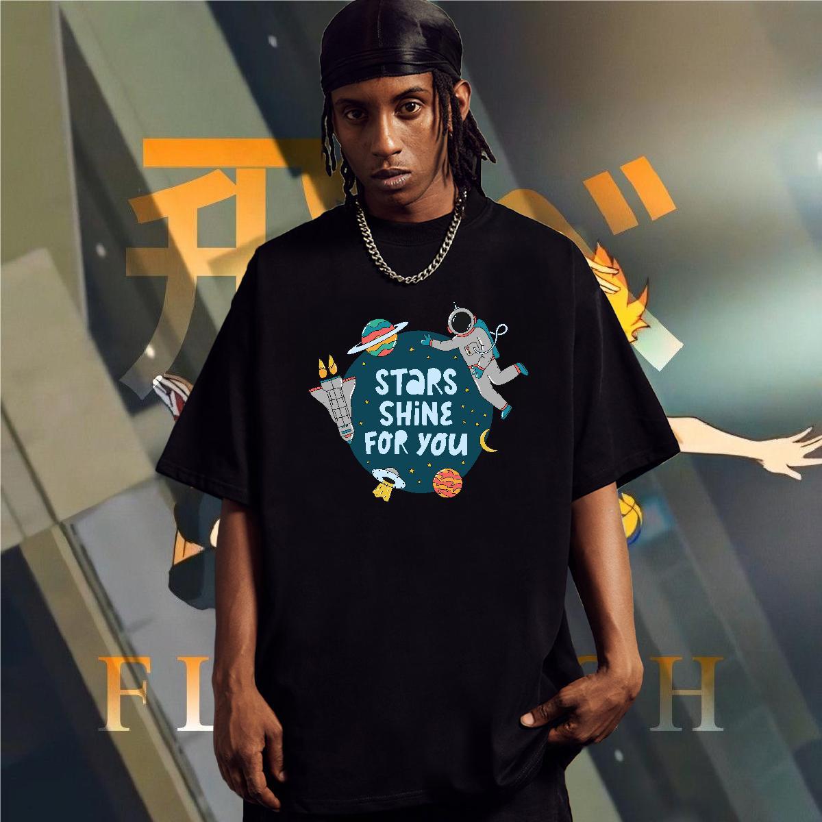 Man T Shirts 230g 100% Cotton cosmonaut High Street Hip Hop O Neck Short Sleeves Custom Big Size Men Tshirts New Designer Comfortable Tee Shirt