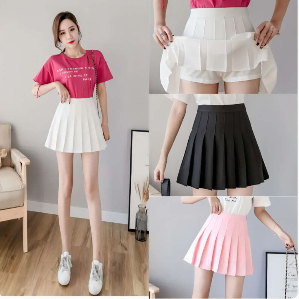 New 2024 women's high waisted pleated summer retro mini Korean tennis student leg length design dance skirt XS~3XL