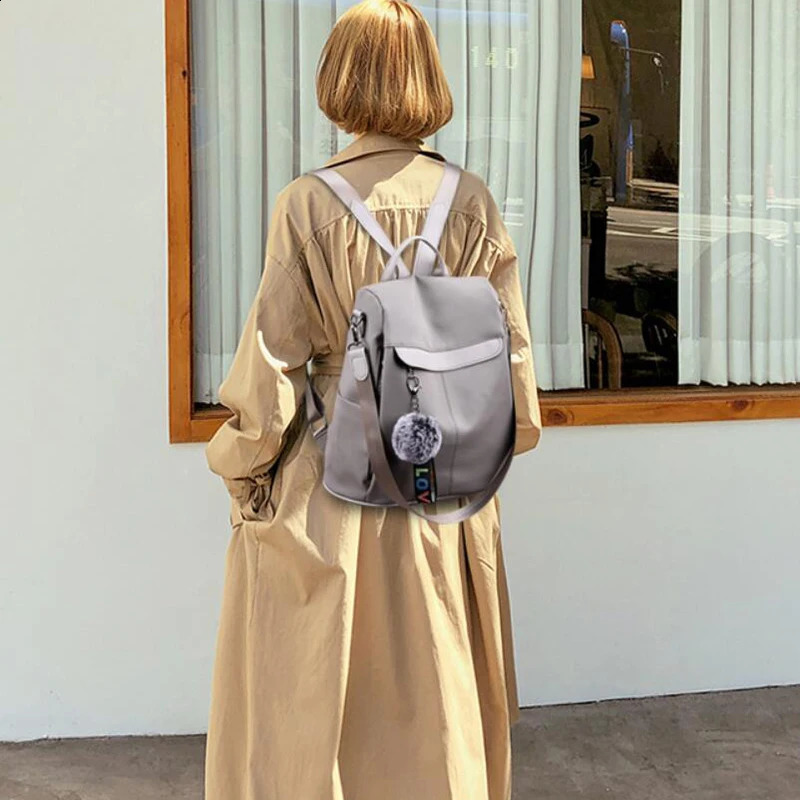 Waterproof Backpack For Women Fashion Oxford Rucksack Hairball Tassel School Bag Travel Large Capacity Female Mochila 240814