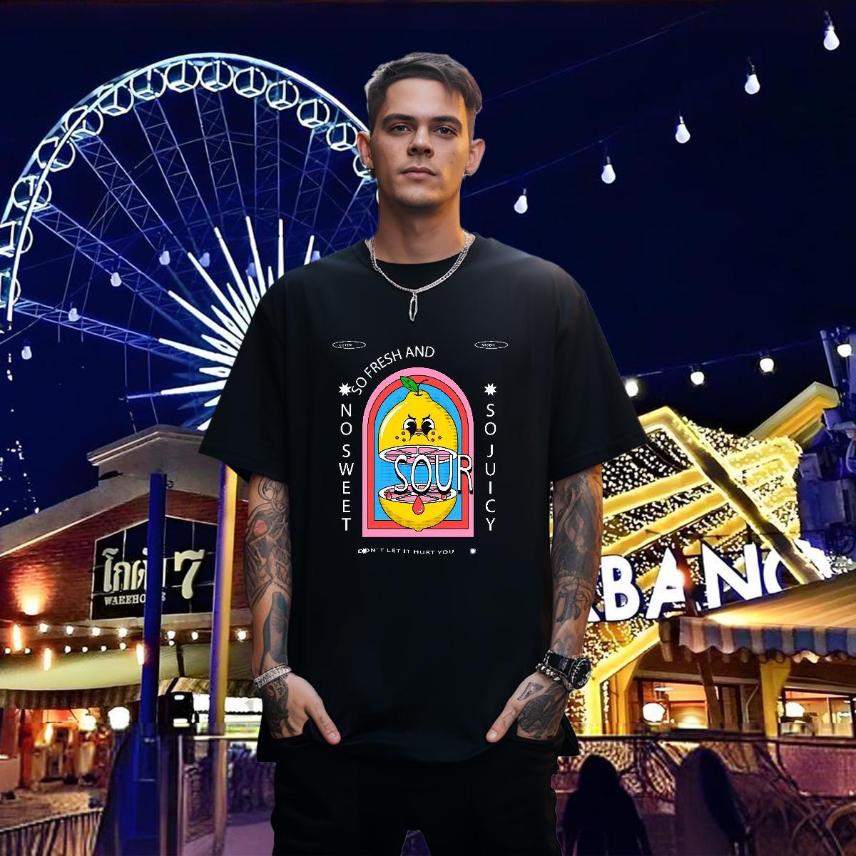 T shirt 230g 100% Cotton painting Hip Hop O-Neck Short Sleeve Oversized 3XL 4XL Men Tshirts Designer Fashion High Quality Tops Tees