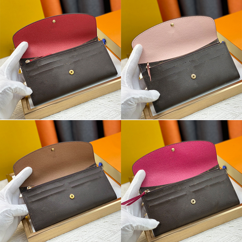 Designer Wallets Women Men Wallet Black Embossed Genuine Leather Wallet Single Zipper Ladies Long Purse High Quality Classic Check Flowers Wallet With Box