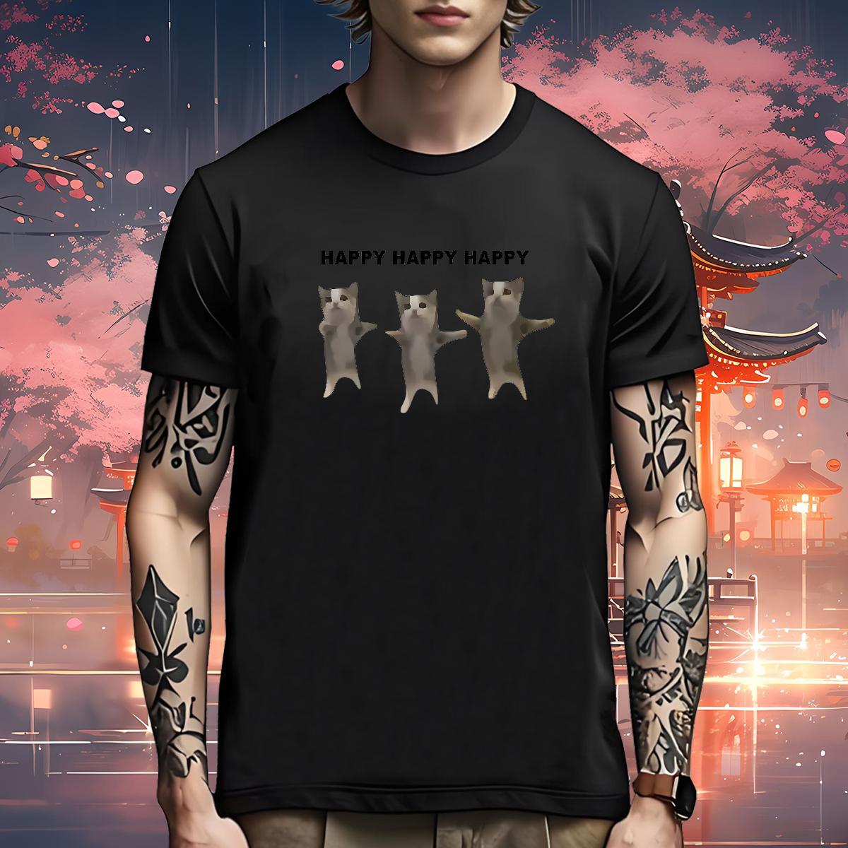 High Quality Mens T Shirts cat Crew Neck Breathable Sports Casual Plus Size Cartoon 100% Cotton 230g Men Clothes T-Shirt DIY Top Tees