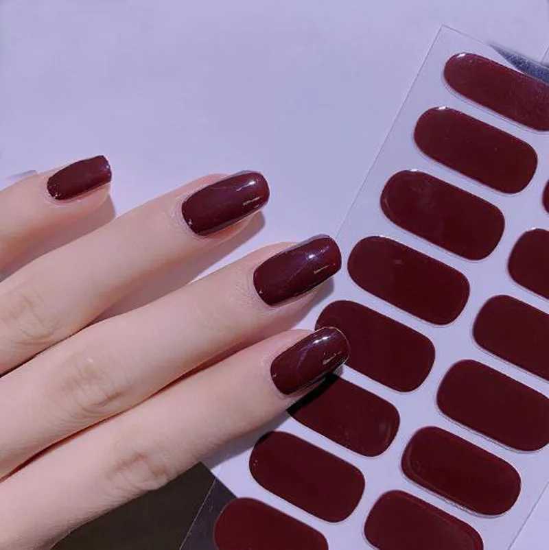 Nail Sticker New Solid Color Adhesive Nail Wraps DIY Nail Polish Film Patch Manicures Transfer Decals Decors Pegatinas Ara UasXJ240814