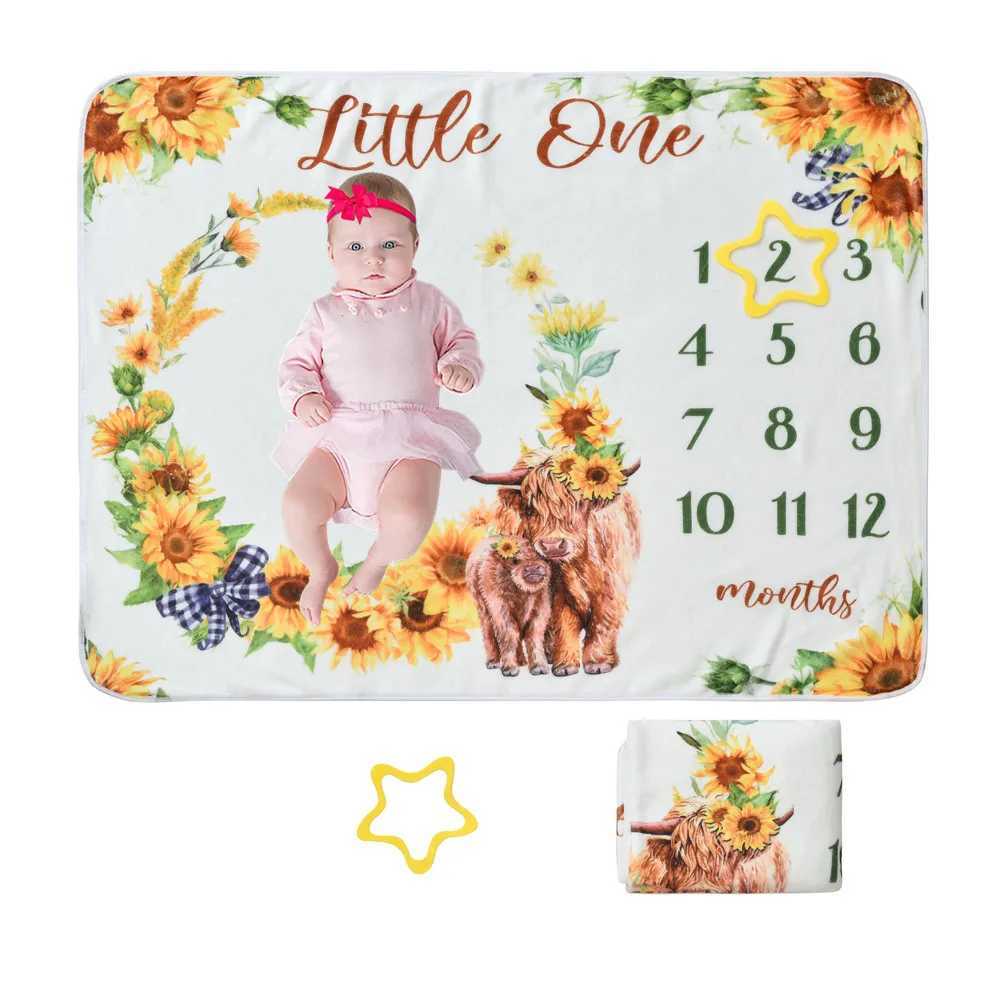 Baby Growth Photography Props Photo Blanket North American Highland Sheep Baby Milestone Blanket Flannel Throw Blanket Y240815
