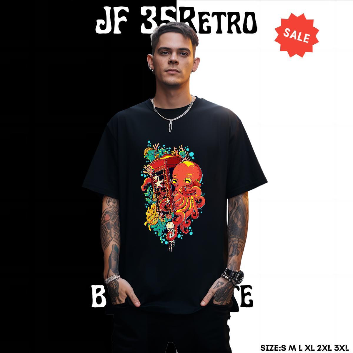 Unisex Men T Shirts octopus O Neck Short Sleeves Sport Floral Print 230g 100% Cotton Couples T Shirts Fashion Designer Tees