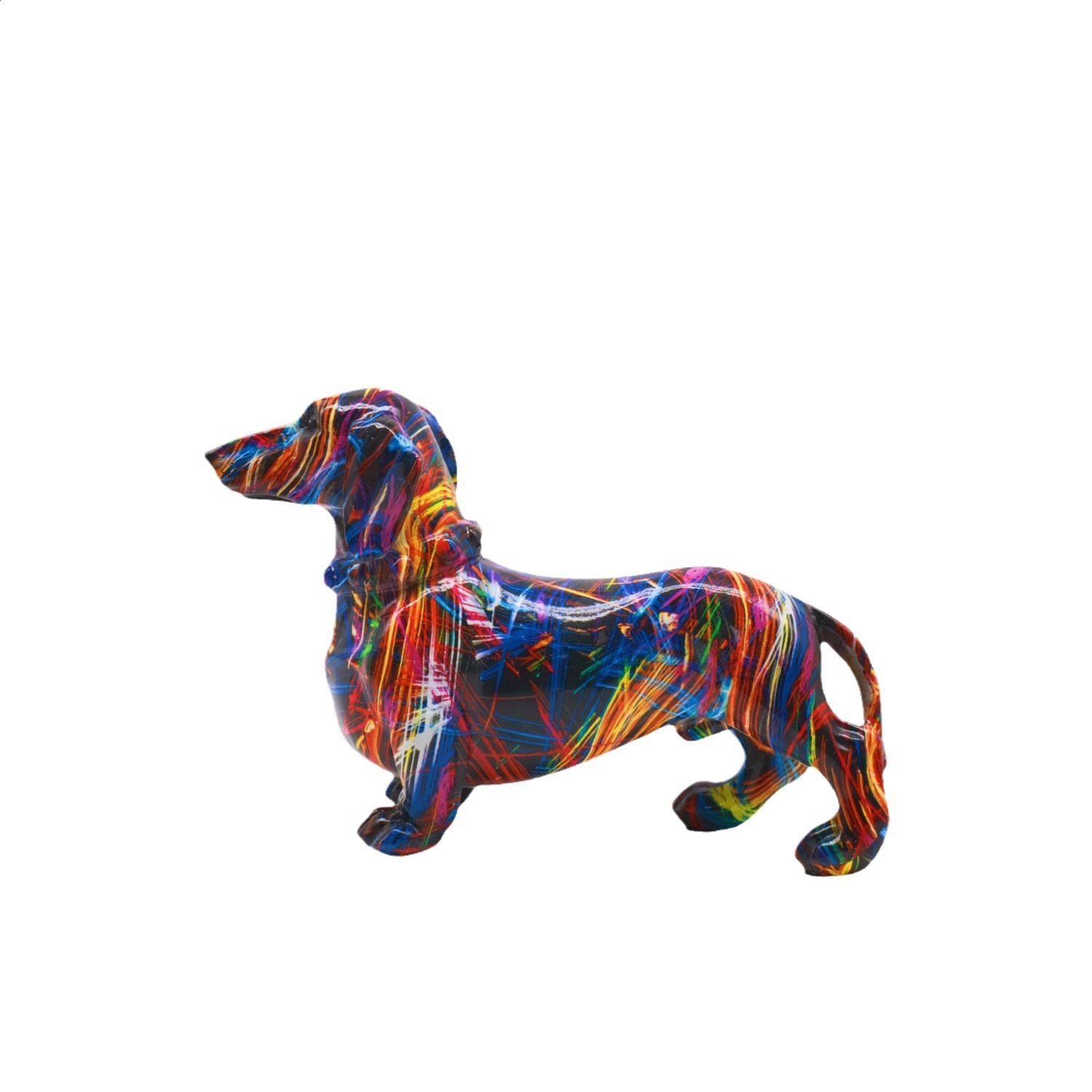 Creative Graffiti Dachshund Dog Statue Home Decor Colorful French Bulldog Sculpture Animal Figurine Living Room Desk Accessories 231227