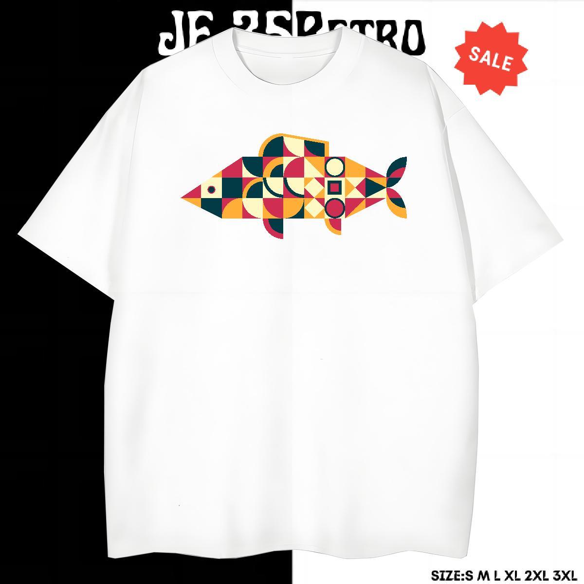 Unisex T-Shirts for Men fish Breathable Short Sleeve Street Anime Print 100% Cotton 230g Mens Tshirts Brand Top Tees