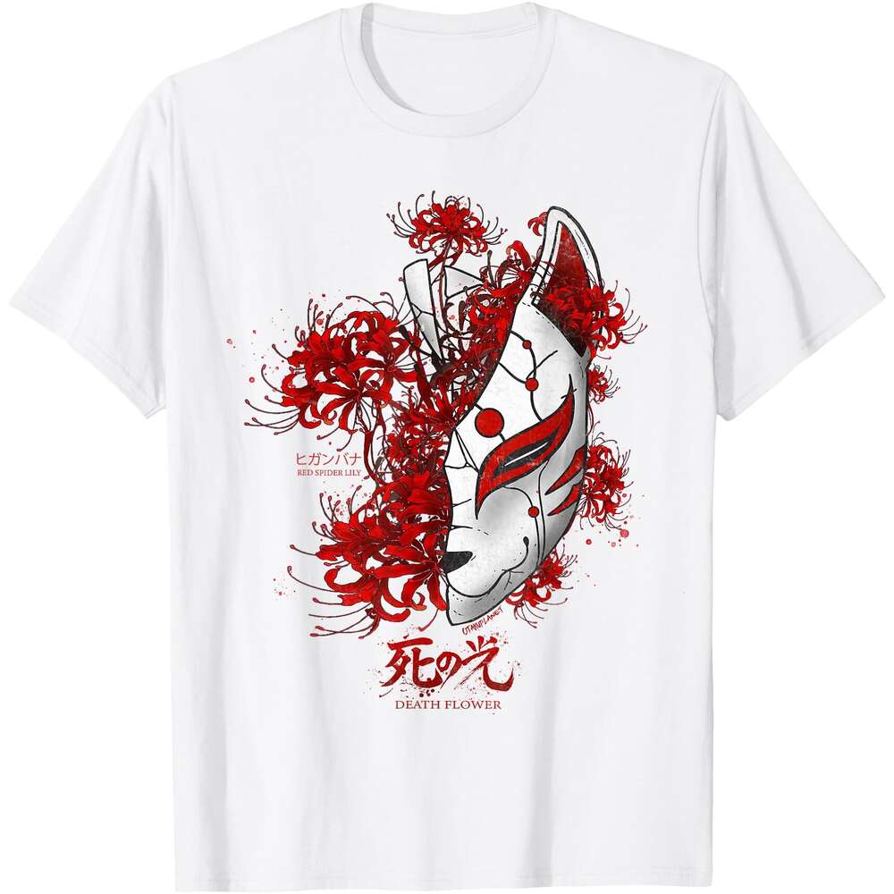 T shirt for Mens Japanese Spider Lily Anime Flower in Soft Grunge Aesthetic T-Shirt Shirts Tshirt Graphic Tee Casual Tops Clothes Short sleeve