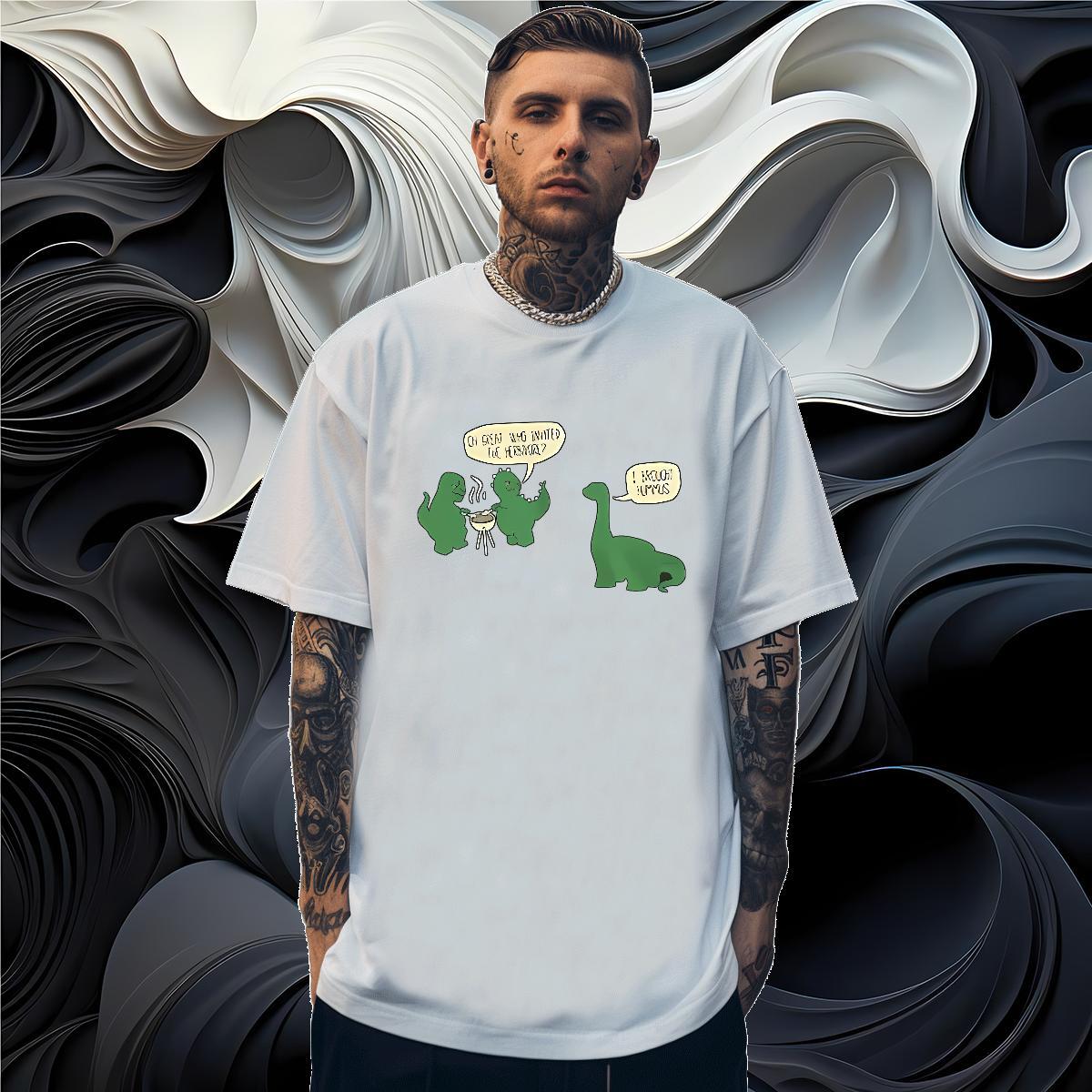 TOP Quality T-Shirts dinosaur Breathable Short Sleeve Casual Custom Big Size 230g Pure Cotton Men Tops Tees DIY Customized Clothes
