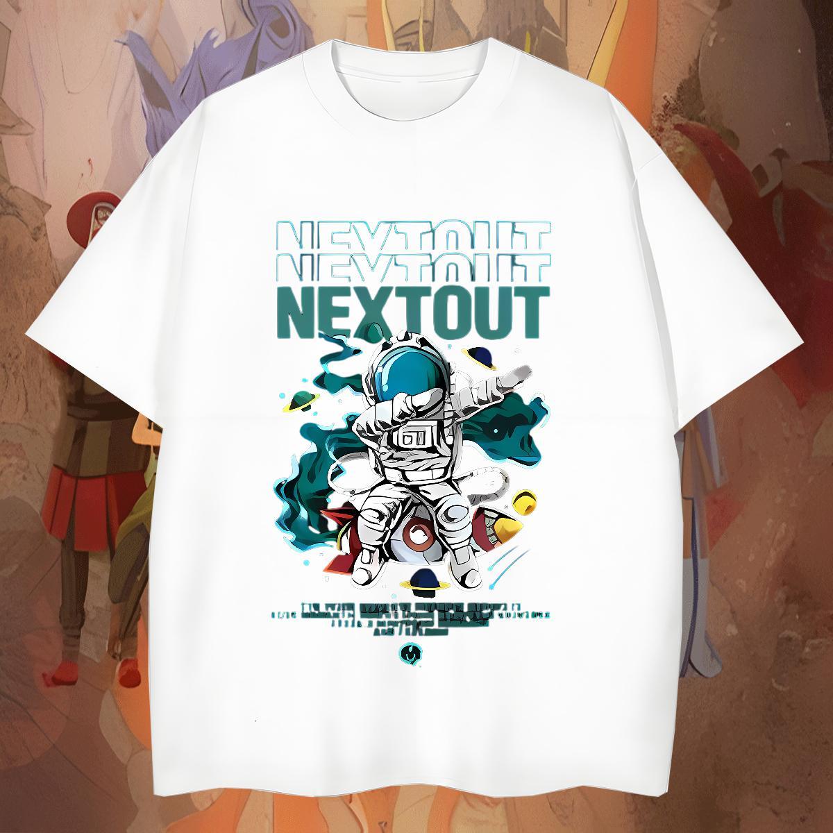 Unisex Tshirt for Man Woman Street Casual 230g Cotton Cartoon Printing L-4XL Breathable Short Sleeve spaceman T Shirts Men Classic Casual Tee Shirt