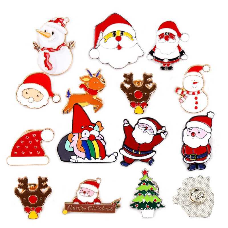 Merry Christmas Christmas Tree Snowman Reindeer Hat Enamel Pin Pack Collar Badge Childrens Friends Party Gifts W240815