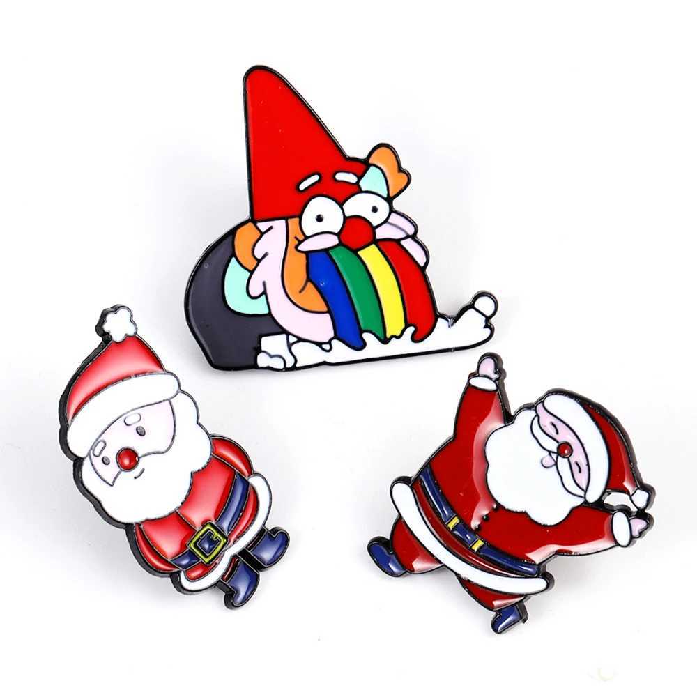Merry Christmas Christmas Tree Snowman Reindeer Hat Enamel Pin Pack Collar Badge Childrens Friends Party Gifts W240815