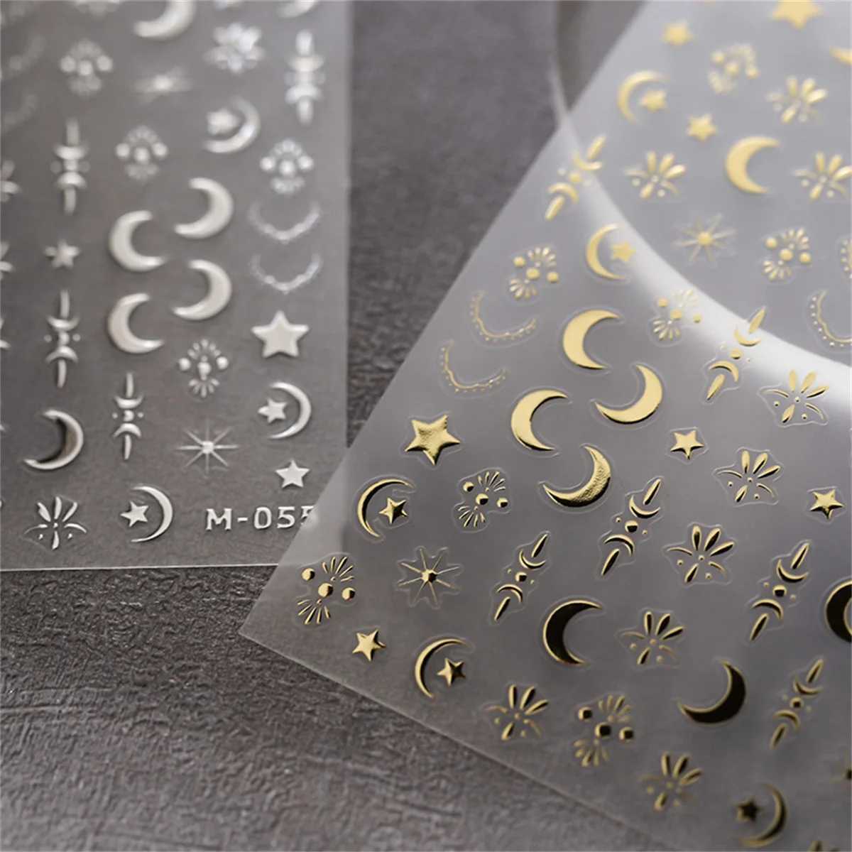 1pcs Luxury Star Moon Nail Art Stickers Gold Silver 5D Self Adhesive Nail Art Decorations Stickers Hot Stamping Manicure DecalsXJ240814