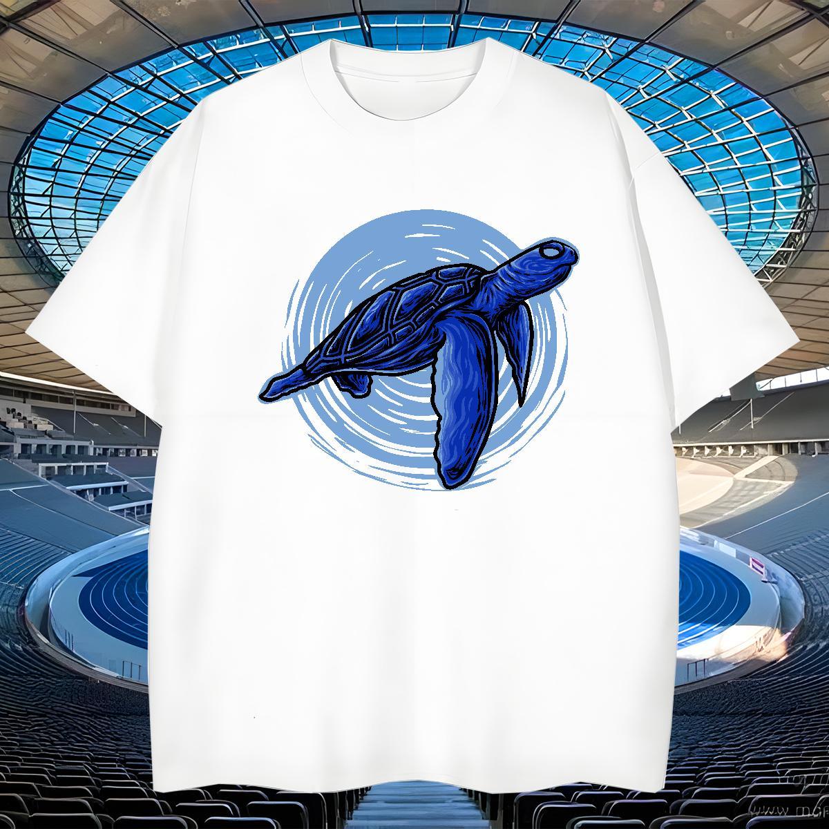 Classic T-Shirts for Men tortoise Breathable Short Sleeve Street Custom Big Size 230g Cotton Mens Tshirts 2024 Top Tees