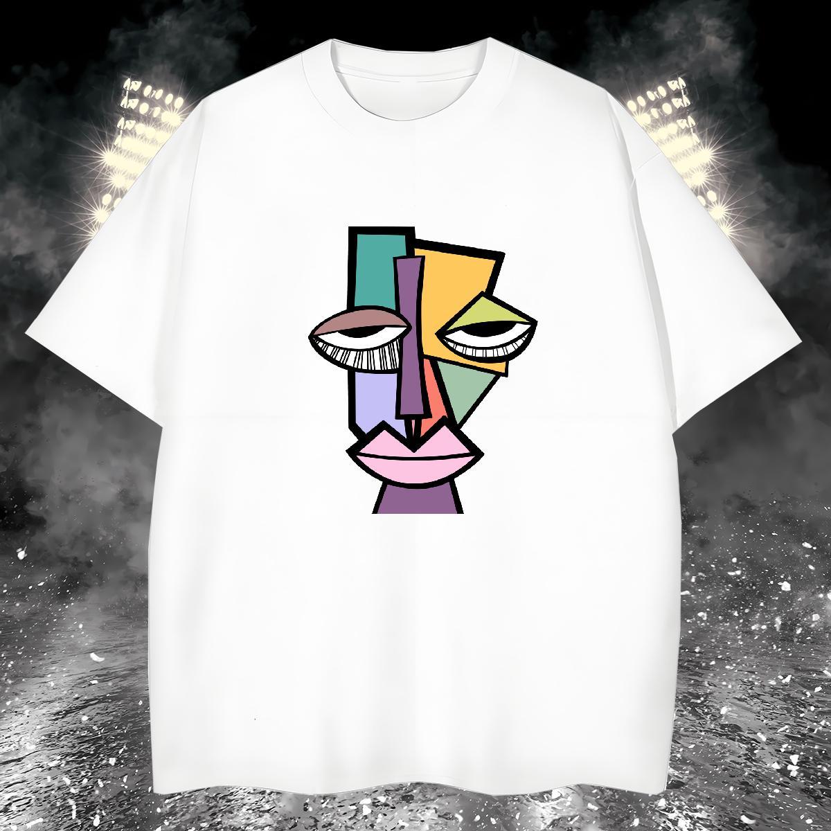 T shirt 230g 100% Cotton painting Daily Outfit O-Neck Short Sleeve DIY Anime Men Clothes T-Shirt Fashion Casual Designer Tees Shirts