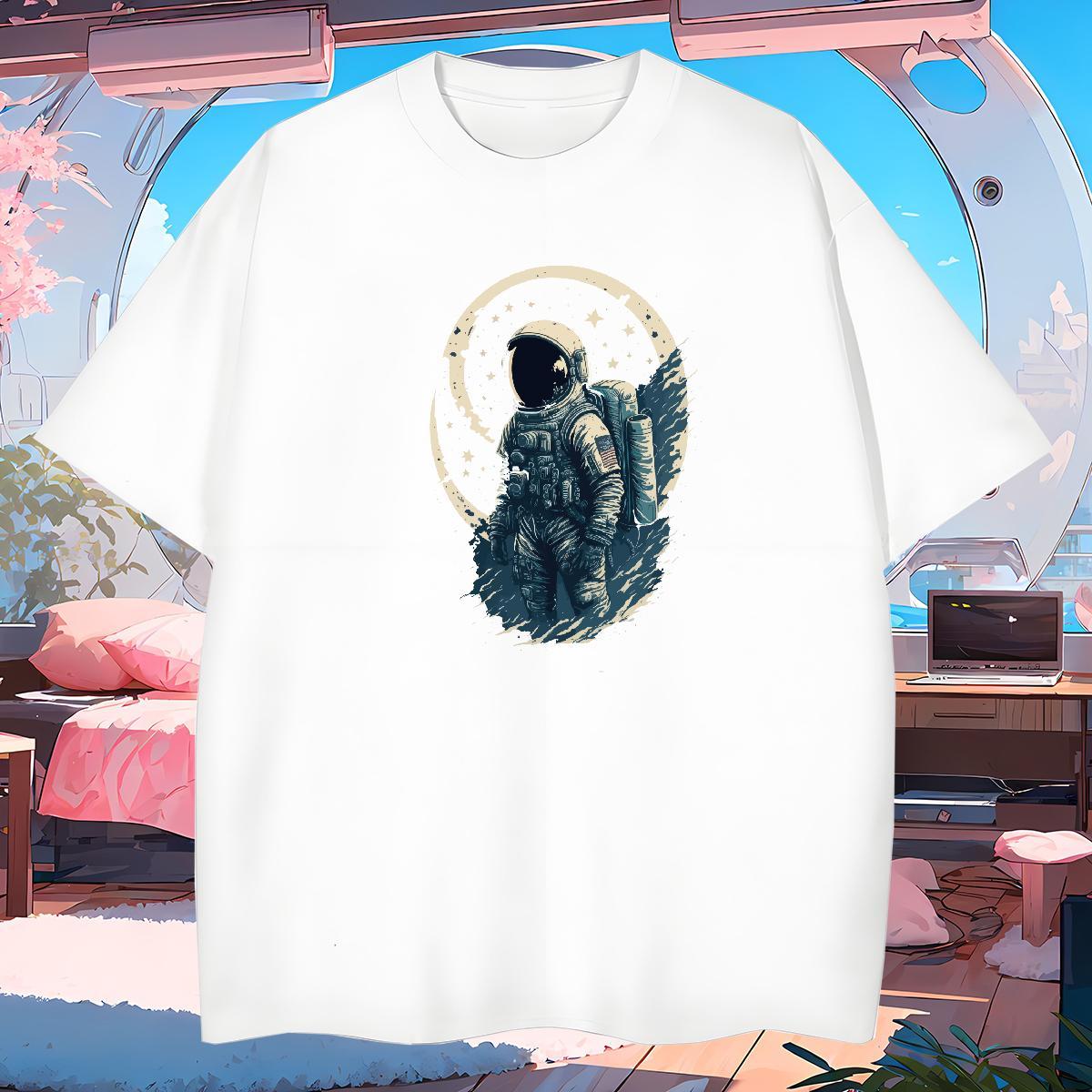 T-Shirts 230g 100% Cotton universe Beach Crew Neck Custom Cartoon Men Tshirts Wholesale Loose Fit Polos