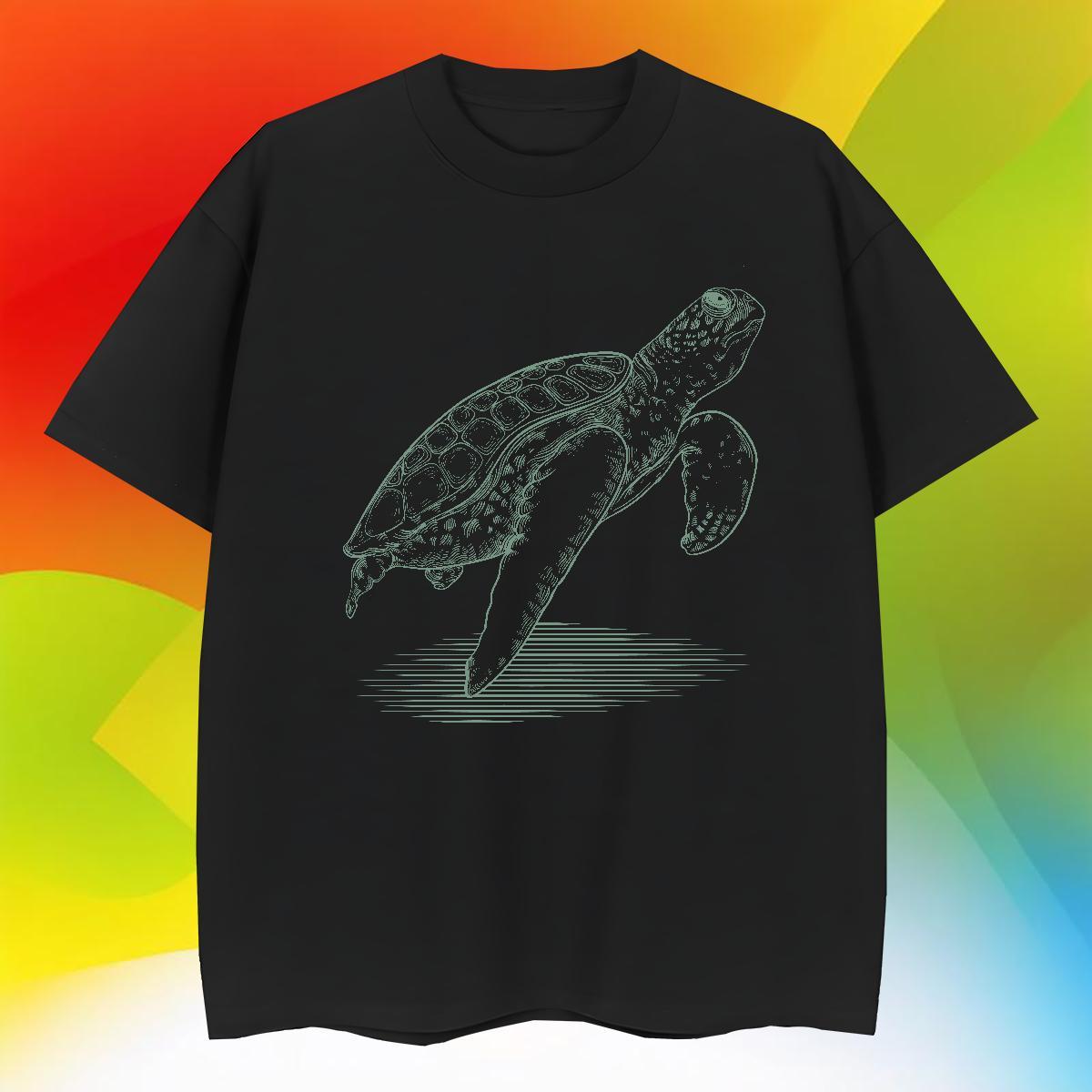 Popular Couples T Shirts Home Outdoor 230g Cotton Custom Cartoon O Neck Short Sleeves tortoise T-Shirts DIY Tops Tees