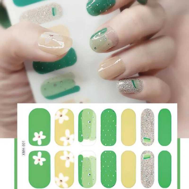 Summer Newest Nail Sticker Waterproof Self-adhesive Flowers Full Cover Nail Wraps DIY Beauty Finished Fake Finger Nail Art DecalXJ240814