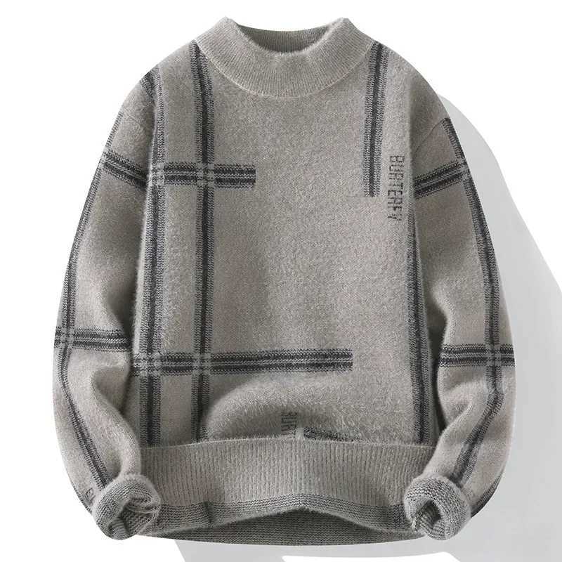 2023 Winter New Fashion Mens Casual Half High Collar Versatile SweaterXJ240814